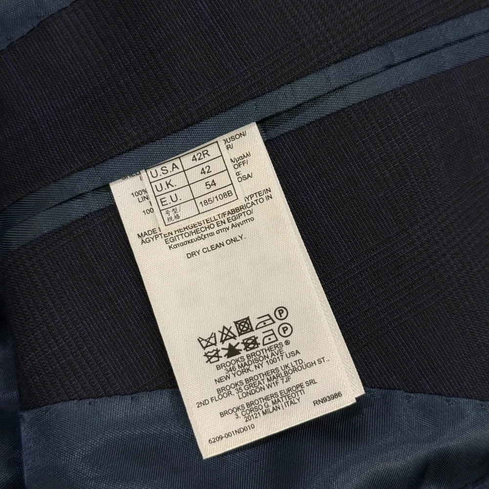 Brooks Brothers Regent Fit Navy Blue Glen‎ Plaid Wool Blazer Tollegno 1900 42R